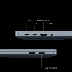 Ports latéraux du Xiaomi Redmibook 14 Pro 2026 : USB-C, Thunderbolt 4, HDMI 2.1, USB-A et jack 3,5 mm