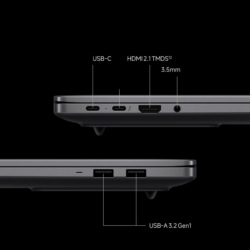 Ports latéraux du Xiaomi Redmibook 16 Pro 2026 : USB-C, Thunderbolt 4, HDMI 2.1, 2× USB-A, jack 3,5 mm